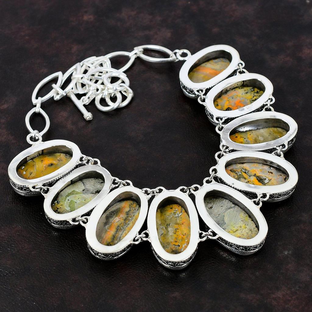 Ожерелье из яшмы с шмелем, винтажное ожерелье из драгоценных камней, ожерелье из стерлингового серебра 925 пробы, ювелирные изделия ручной работы, регулируемая цепочка, ожерелье, подарок для матери