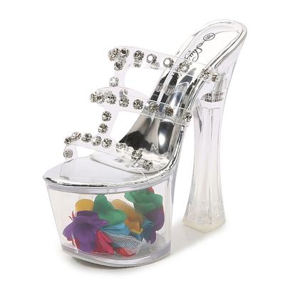Женская обувь, прозрачные сексуальные сандалии для ночного клуба, очень высокий каблук со стразами, каблук 18 см, каблук 8 см, платформа LFD