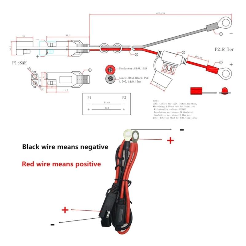 Двойной держатель предохранителей типа ATC, положительный/отрицательный, провод 10AWG с кольцевыми клеммами и разъемами 45 А для транспортных средств длиной 2 фута/60 см