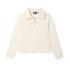 Fleece Half-Zip Polo Sweatshirt Women Tops Mist-Lotus-White F11W513207FIV