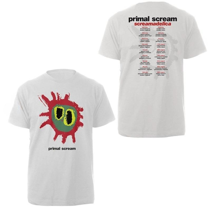 Горячий 1984 Британский Acid Rock Primal Scream Группа Американский Повседневный Красный Короткий Рукав Футболка
