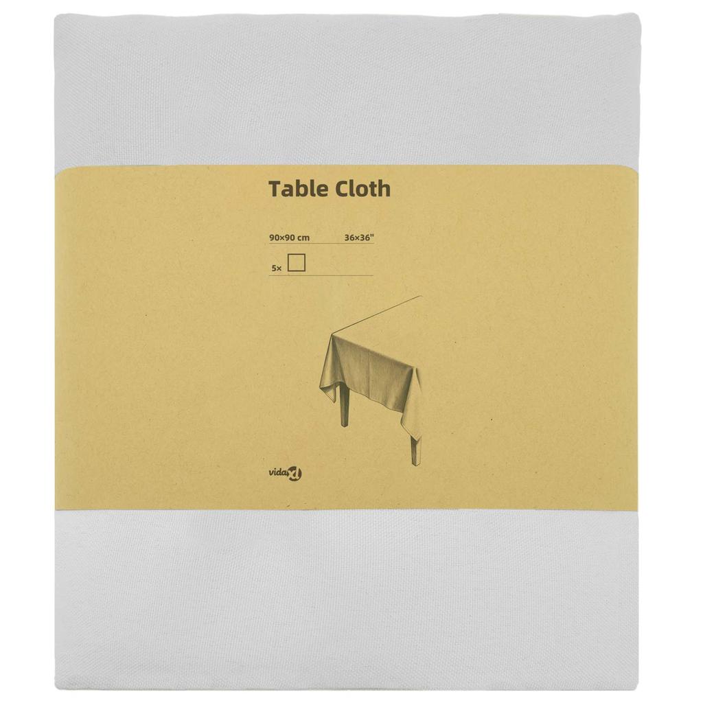 Tablecloth 5 pcs Square White 90 x 90 cm Polyester
