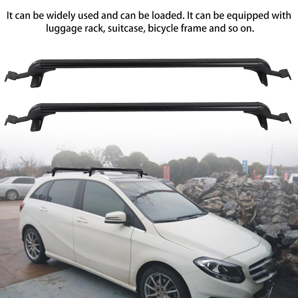 2x Алюминиевая багажная система на крышу автомобиля, Багажник на крышу с 2 кнопками, Прочный багажник на крышу, Совместим с большинством автомобилей