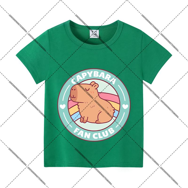 Capybara Summer Colorful T-shirts Child Cotton Short Sleeves Boy Cartoon Shirt Fashion Tops Girl Casuals Clothes Shirts Gift