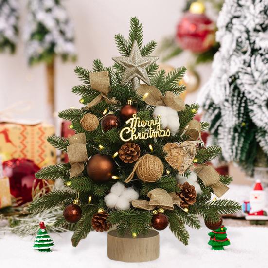 Мини-елка 45 см, светящаяся настольная искусственная рождественская сосна, работающая от батареек, маленькая