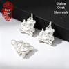 Подвеска-шарм из стерлингового серебра 999 пробы 3D-кошка на единороге для браслетов DIY