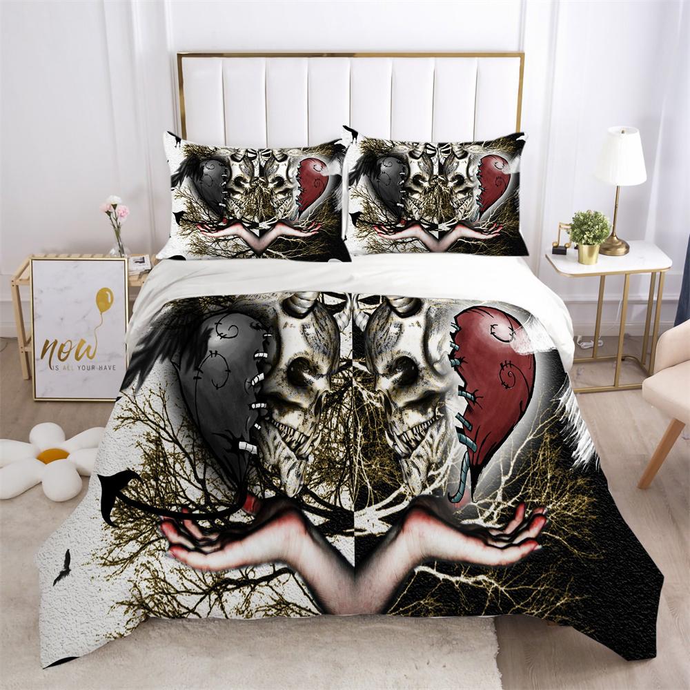 3D Skull Printing Bed Cover King Size Polyester Bed Clothes Design Soft High Ranking Home Bedclothes