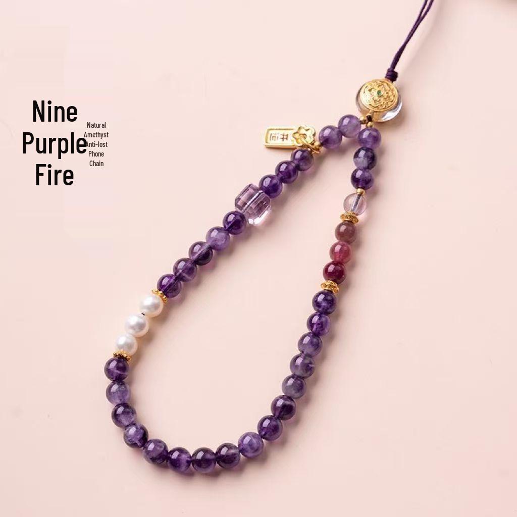 Amethyst Beaded Wristlet Phone Charm: Elegant Women's Accessory