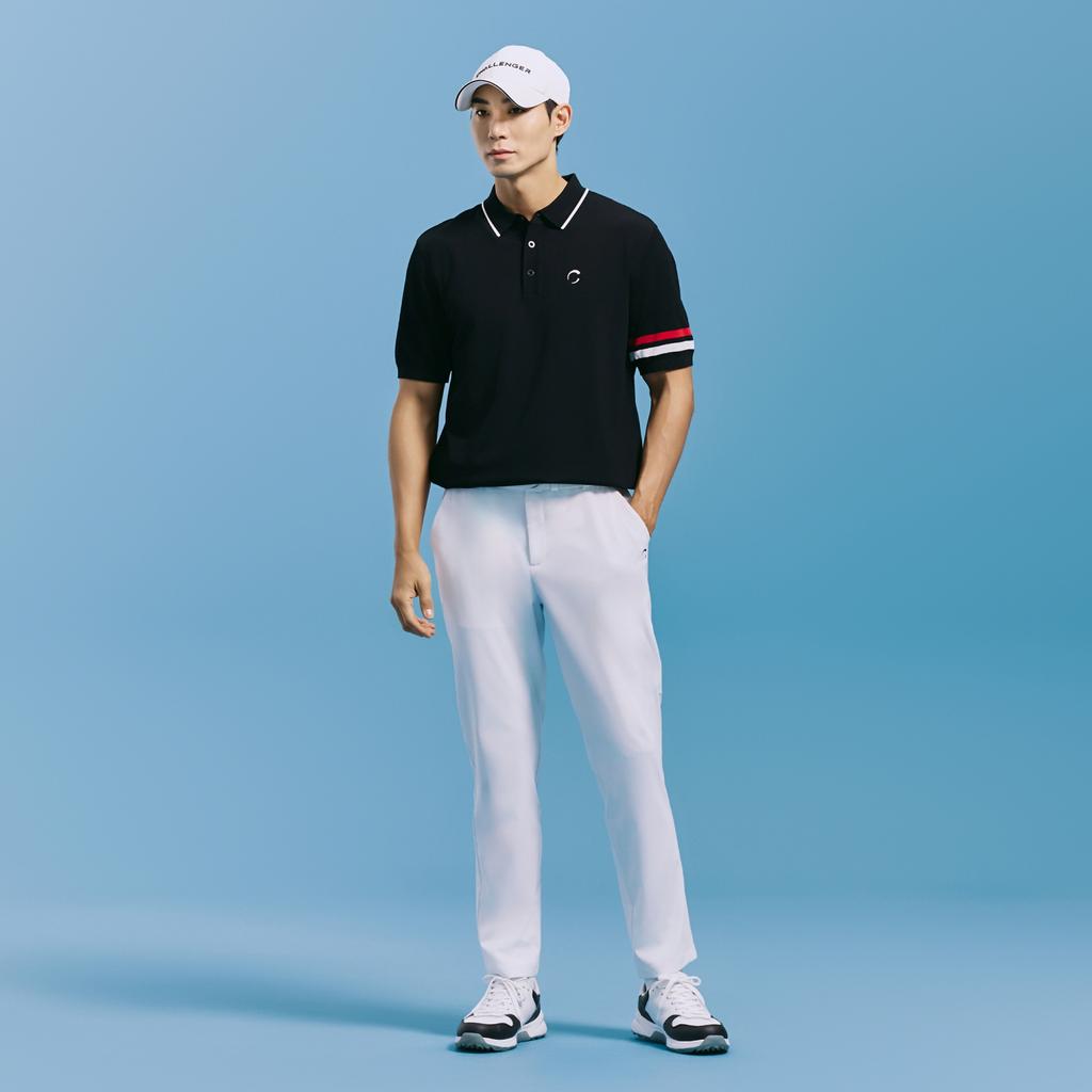 CHALLENGER Men'S Standard Fit Mesh Elastic Banding Perforated Detail Pants White