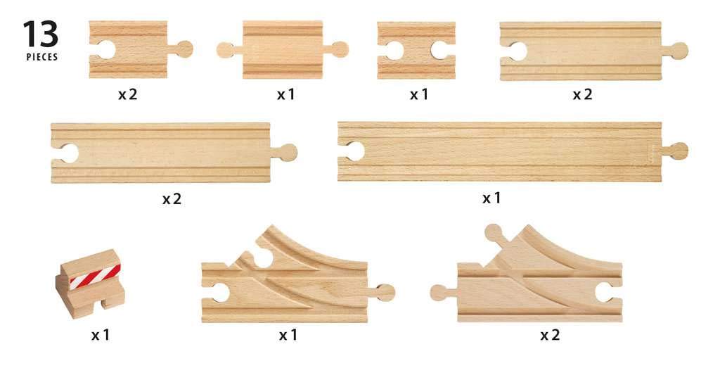 BRIO Starter Rail Set (13 Pieces) 33394, for Ages 3 and Up. [Toy, Wooden Toy, Wooden Rail, Gift (Birthday/Christmas)]