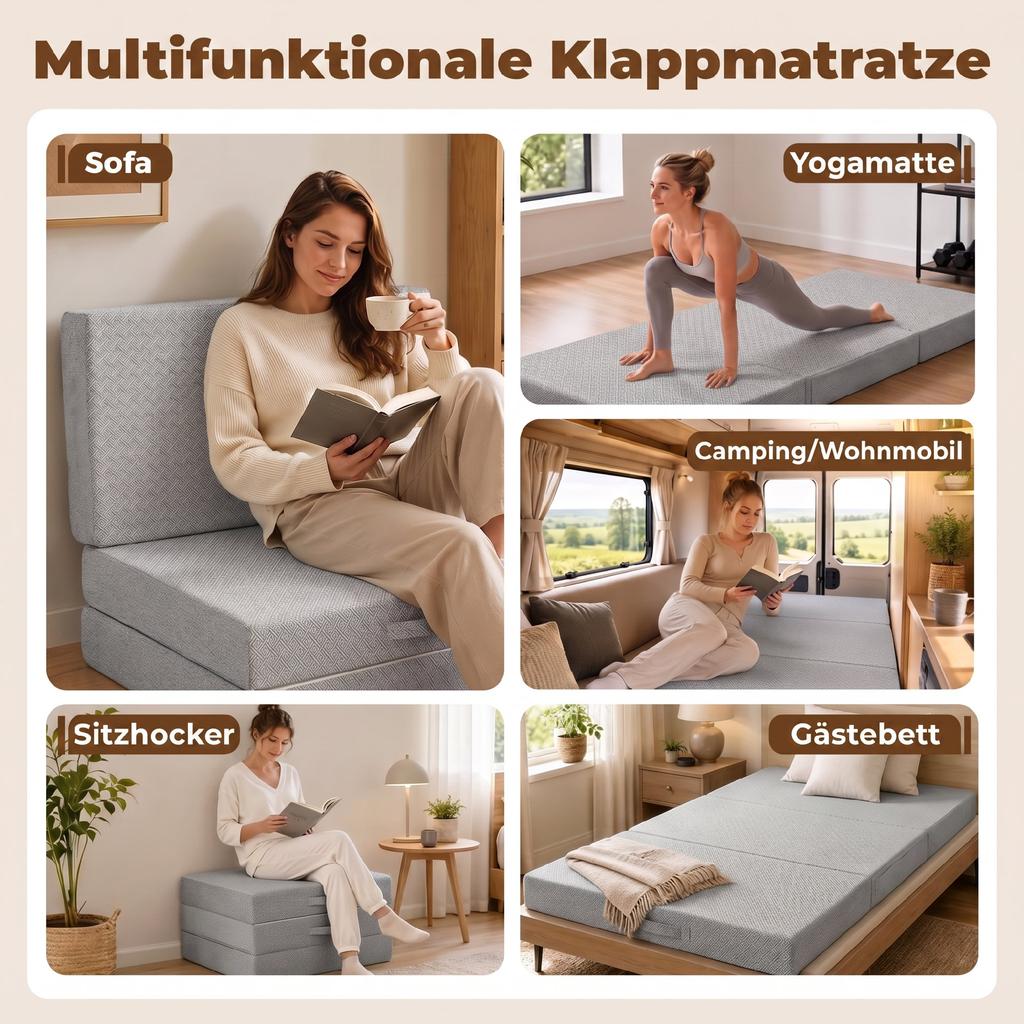 Folding Mattress 200 X 90 Cm 15 Cm Foldable Mattress Portable Floor Mattress With Washable Cover Oeko Tex Certified