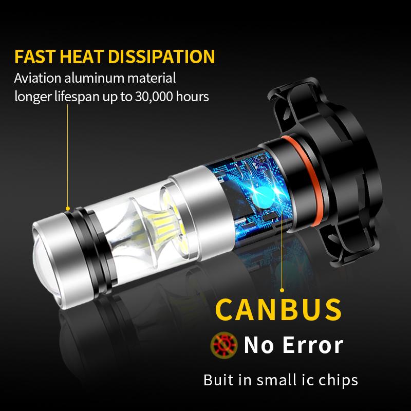 2 шт. Canbus PSX24W Светодиодные противотуманные фары H16(США) 5202 Дневной ходовой огонь 100 Вт 6000K PS19W Белый/Янтарный Автомобильная фара для дневного света 12 В