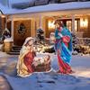 1 Set Nativity Scene Garden Stakes Christmas Outdoor Santa Baby Jesus Decorations Holy Family Yard Art Stakes with Lights for Front Yard Lawn