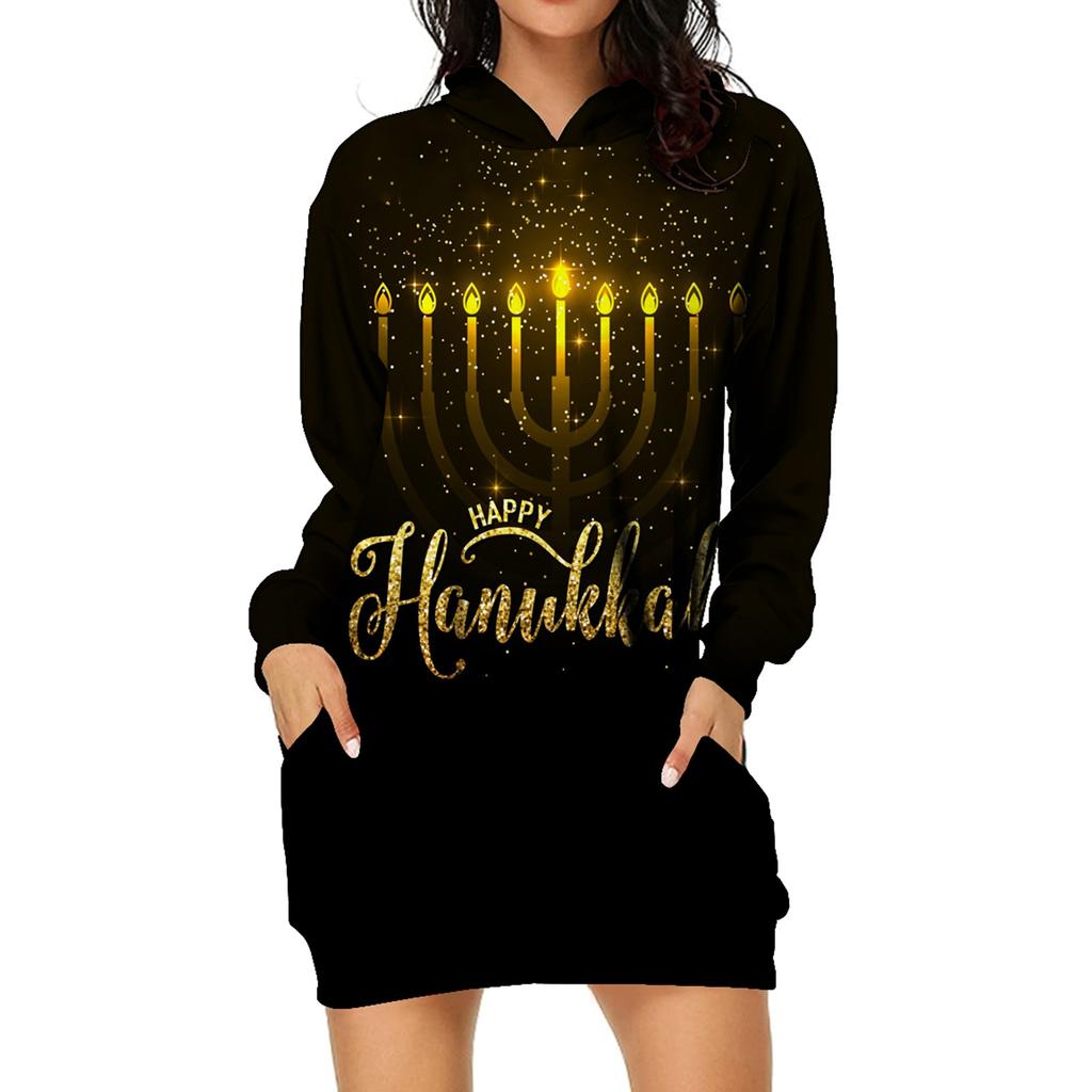 (радость выбирать)Женский повседневный пуловер с принтом, толстовка с длинным рукавом, платье с капюшоном и карманом