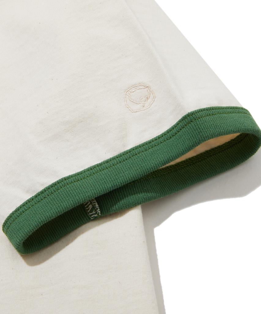 PENFIELD Винтажная серия Marinheiro С гравировкой Футболка с коротким рукавом и контрастными манжетами и воротником Цвет: Слоновая кость_Fs2Kt56U