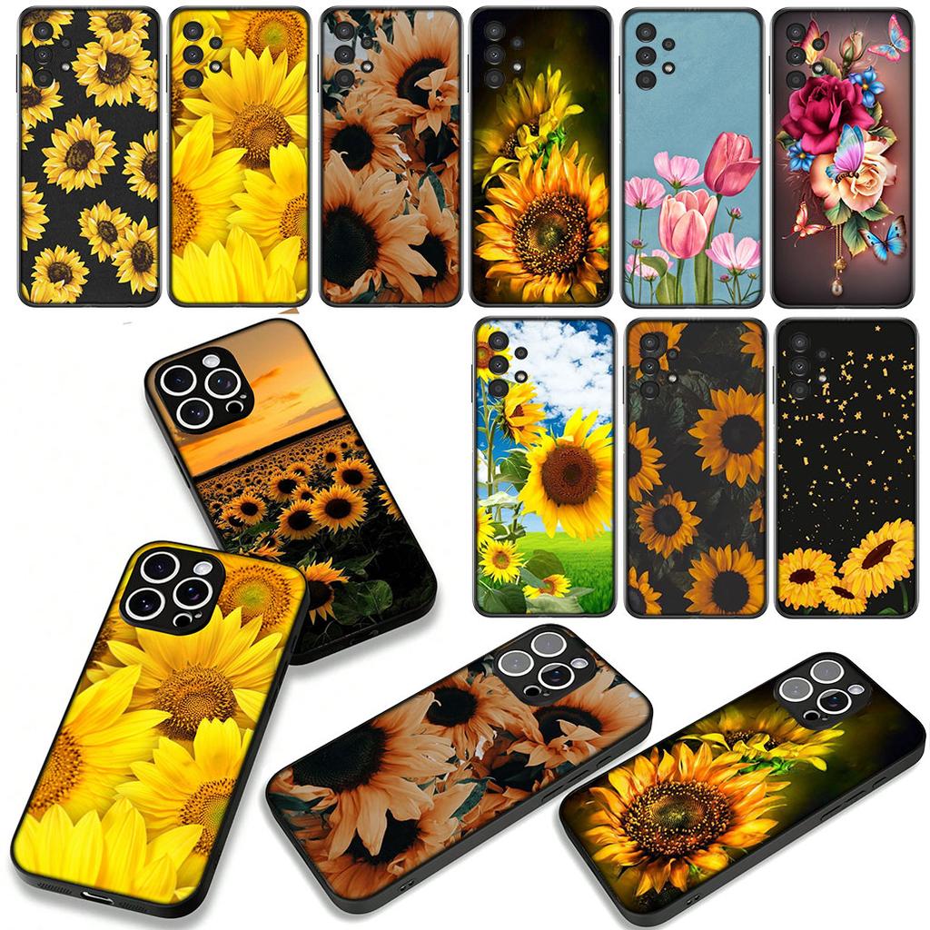 Cover Sunflower Flower Painted Yellow for Samsung Galaxy S25 S24 S22 S23 FE Ultra Plus A56 A05 A06 A15 A16 A55 S7 Edge Case