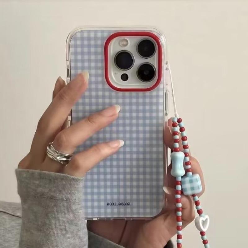Модный синий клетчатый чехол для телефона iPhone 17 Pro 16 15 14 13 12 11 Pro Max 16e X XR XS Max 7 8 Plus Мягкий чехол