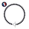 Bracelet - - Genuine Freshwater Cultured Pearl 5-6 Mm - Black Tahiti - 925 Silver - 18 Cm