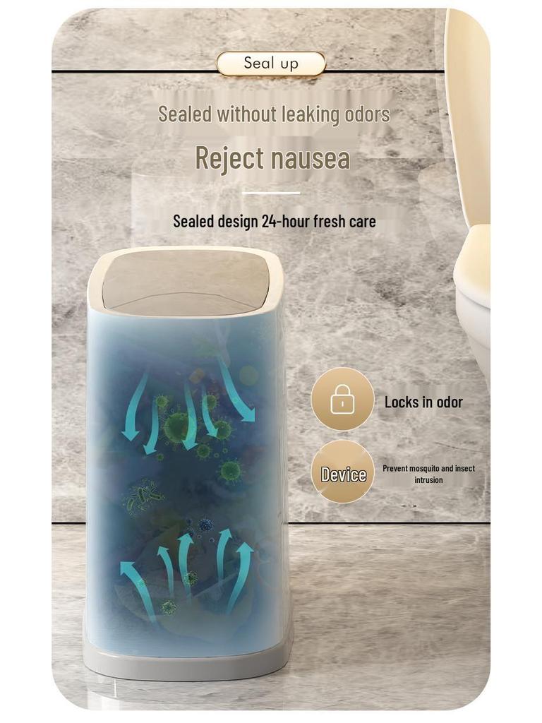 Press-Type Pop-Up Lid Trash Can for Kitchen, Bathroom, or Restaurant