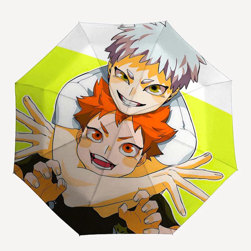 1 шт. Уличный зонт с дизайном Jujutsu Kaisen - Автоматический открывающийся/закрывающийся зонт, компактная трехскладная конструкция, 8-реберный железный каркас, идеальный подарок