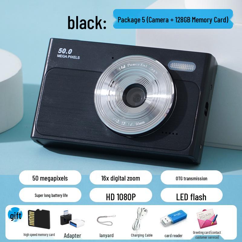 Retro Digital Camera 50MP HD Selfie Student Portable Card Camera