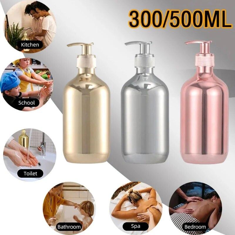 Electroplating Shampoo Bottle PET Press Type Lotion Empty Bottle Bathroom Shower Gel Large-Capacity Soap Dispenser