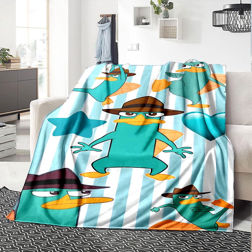 1pc Phineas and Ferb3 Blanket, Gift, for Men and Women, Soft Blanket, Good for Sofa Bed Couch Travel, Lightweight Flannel Blanket