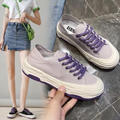 Аутентичные двухслойные парусиновые туфли женские летние новые растворяющиеся толстые сетчатые красные студенческие универсальные повседневные кроссовки