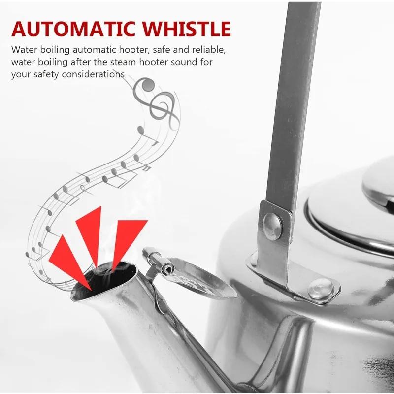 Чайник со свистком, домашний чайник из нержавеющей стали для индукционных плит, газовых плит, походный чайник, большой емкости, для кипячения воды