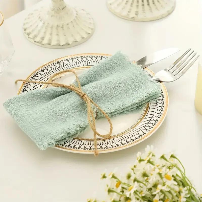 1-24PCS Washable and Reusable Gauze Napkin Ties Elegant and Stylish Ideal for Weddings Christmas and Home Decor