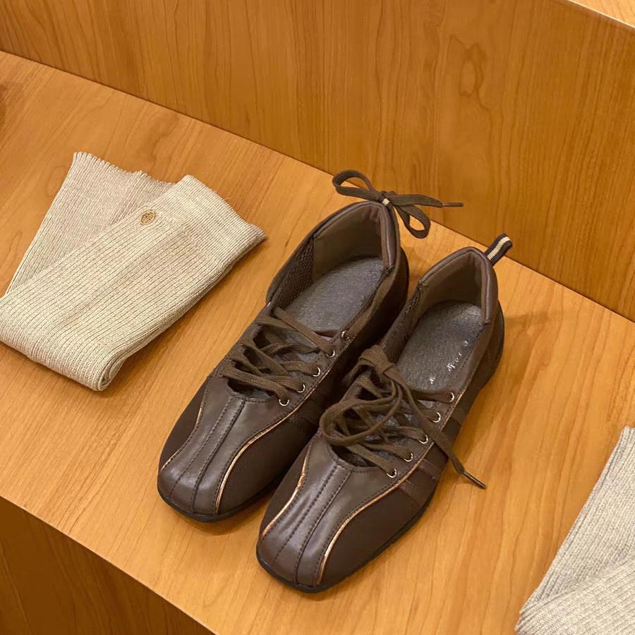 Niche Style White Lace-Up Ballet Flats for Women - 2025 Spring/Autumn Casual Mary Jane Shoes