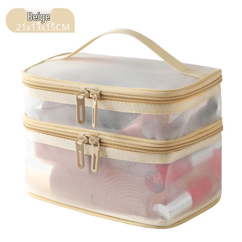 2024 Женский двухслойный сетчатый органайзер для косметики и туалетных принадлежностей – Большая вместимость, портативный