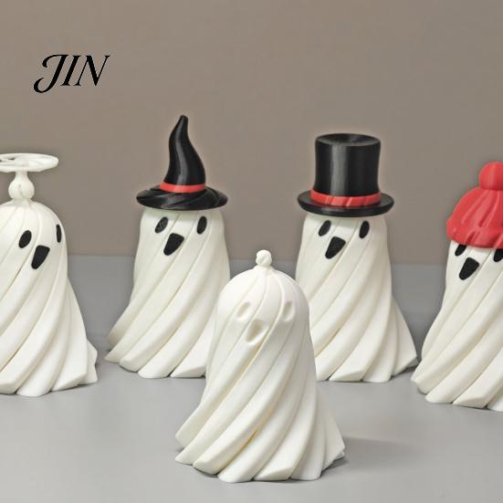 Halloween Fidget Spinner Spiral Ghost Toy, Pass Through Mini Sensory Stress Relief Toy Resin Party Decoration for Anxiety Relaxing Living Room Decor