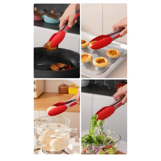 Набор из 3 кухонных щипцов, термостойкие щипцы с силиконовым наконечником для приготовления пищи
