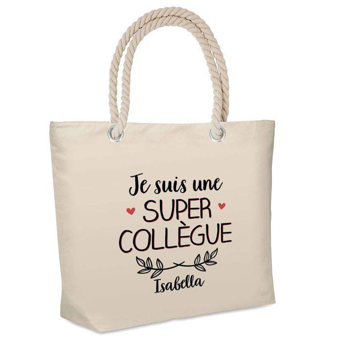 Sac de plage - PLANETEE - Isabella 'Une Super Collègue' - Coton - Grande contenance - Imprimé en France