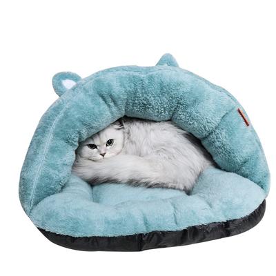 New Style Winter Cat & Dog Bed with Slipper Ears Solid Plush Fabric Breathable & Comfortable Pet House