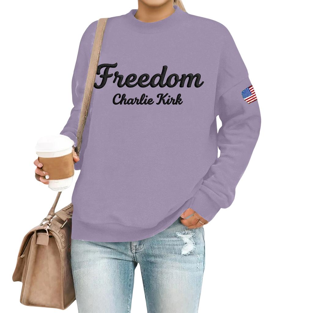 Women's Casual Fashion Round Neck Long Sleeve  Printed Sweatshirt