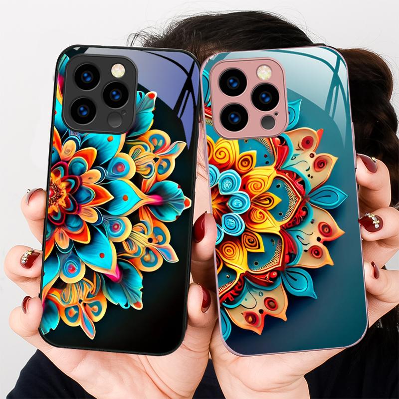 Абстрактный Цветок Зеленый Для IPhone 16 Pro Max 15 P Lus 14 Pro 13 12 Mini 11 P Ro Max X XS 7 8 Plus 2022 Закаленное Стекло Чехол для Телефона