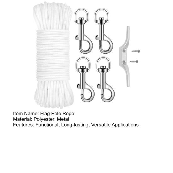 Комплект веревки для флагштока 98 футов Веревка фала для флагштока Комплект веревки для флагштока с поворотными крючками-клипсами для поводков для домашних животных, кемпинговых палаток