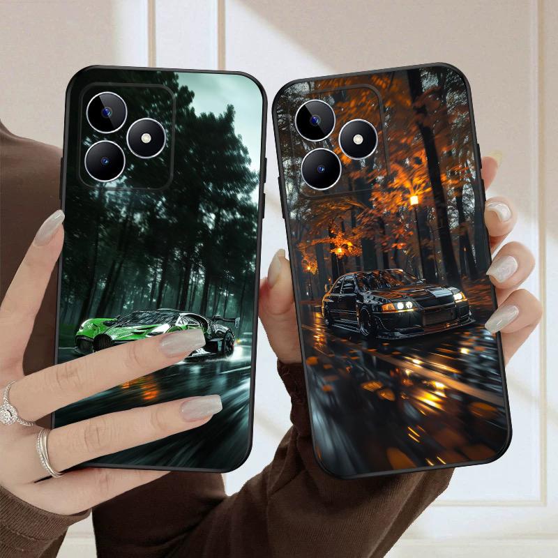 Машина в дожде Для Oppo Realme 11 12 12X 14 Pro Plus 8 C55 C63 65 67 75 51 53 GT 2 7 Neo 3 5 SE 7 50 силиконовый мягкий чехол для телефона