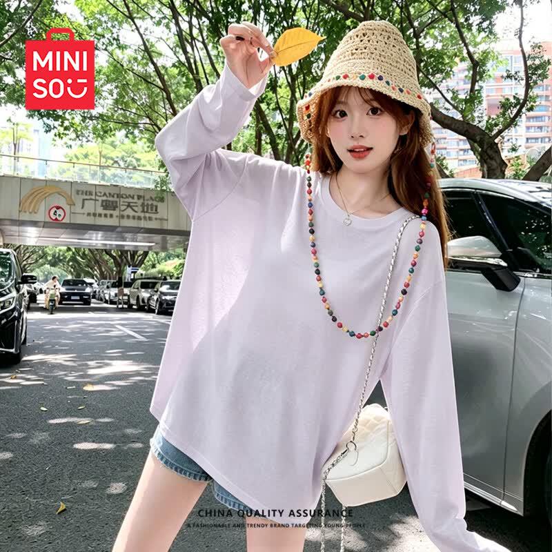 MINISO Женская дышащая футболка с длинным рукавом для защиты от солнца