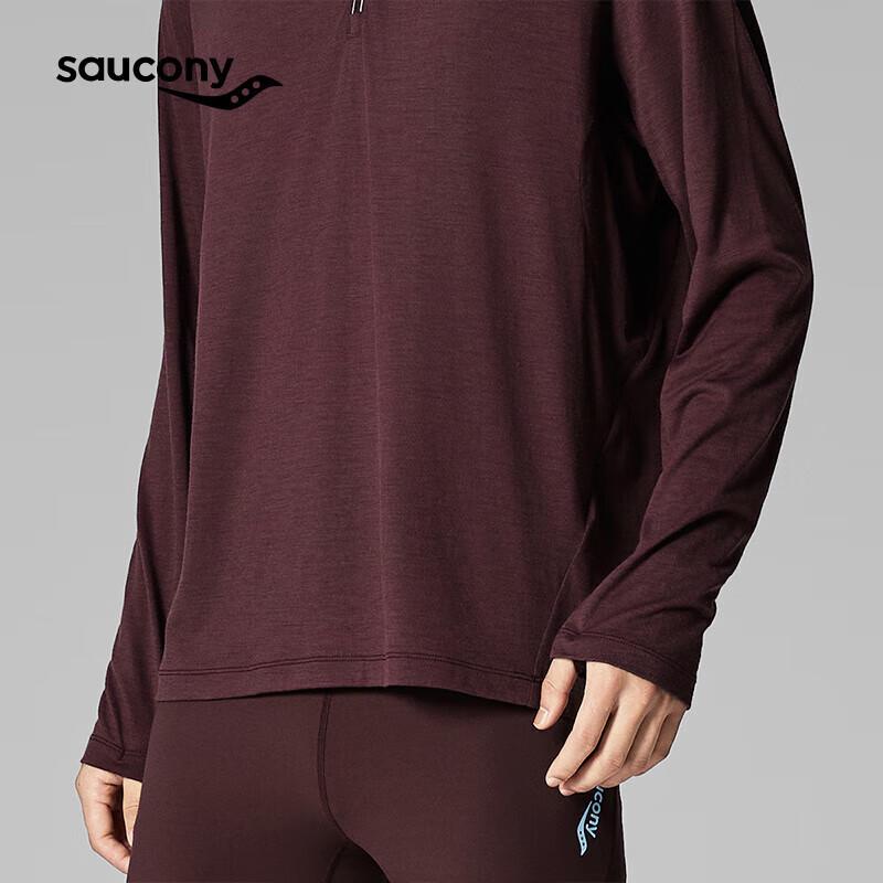 SAUCONY Мужской топ с полумолнией и длинным рукавом из смесовой шерсти