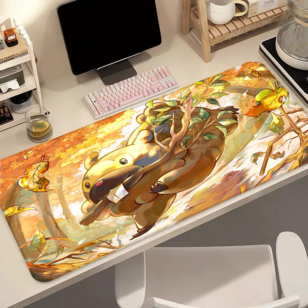 Kawaii Anime Large Gaming Mouse Pad P Bidoof Speed Desk Mat Gamer Keyboard Mousepad HD Home Office Desk Accessories