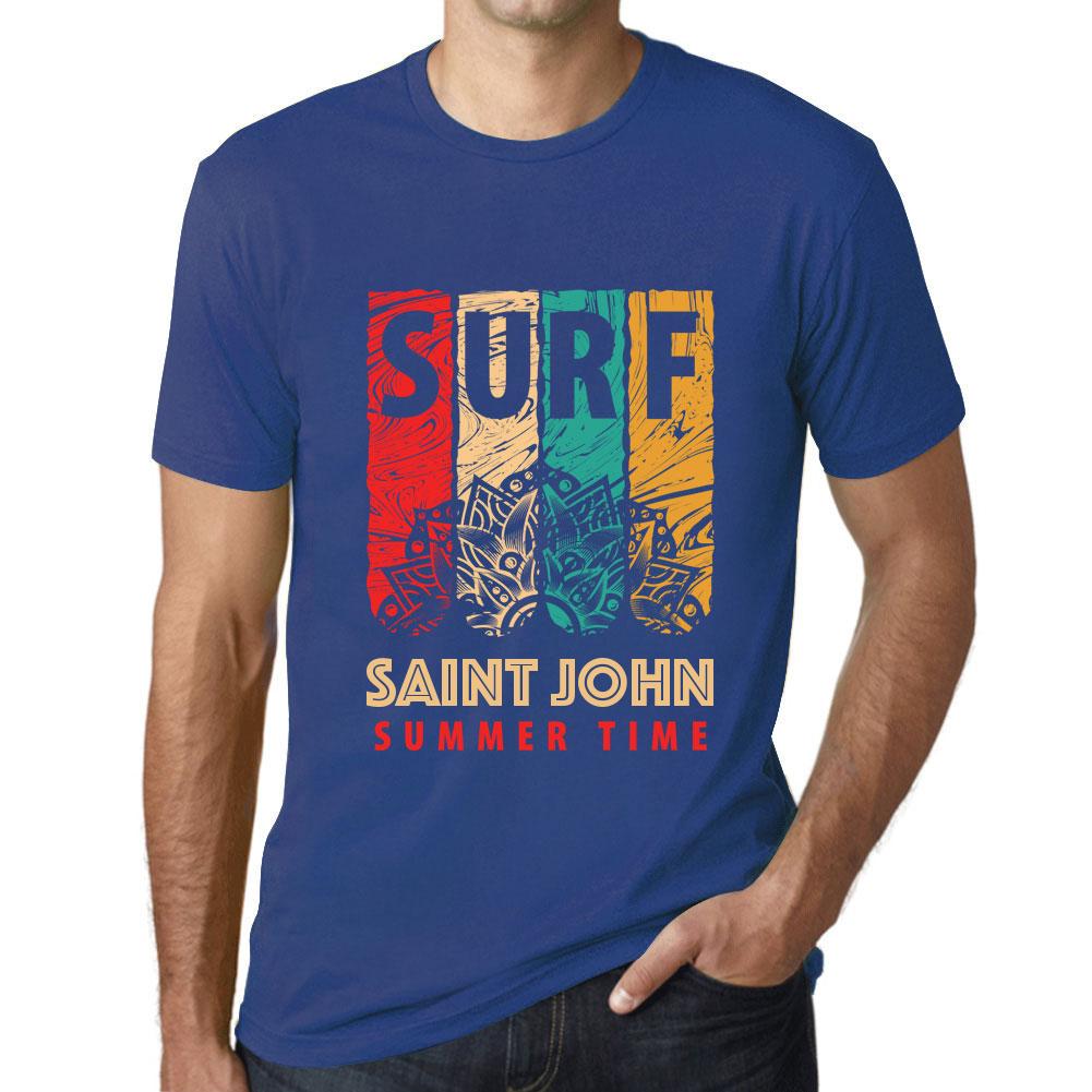 Men’s Vintage Tee Shirt Graphic T Shirt Surf Summer Time Saint John Royal Blue