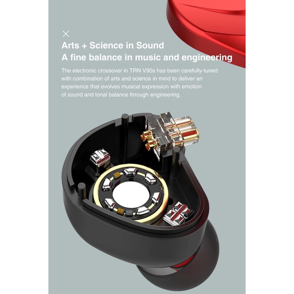 TRN V90S 5BA+1DD Metal Headset Hybrid HIFI Bass Earbuds In Ear Monitor Noise Earphone Noise Cancelling Earbuds Sport Headphone