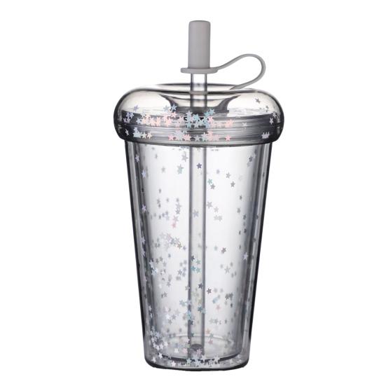 Герметичная чашка для холодного кофе, многоразовая прямая пипеточная чашка со встроенными соломинками, двухстенный изолированный стакан для холодного кофе, мультяшная чашка для питья