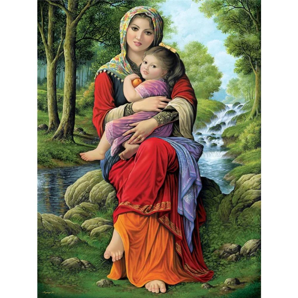 Алмазная картина, полная дрель, круглая алмазная живопись с фермой, ручная работа, ретро, ​​сделай сам, алмазная мозаика, украшение дома