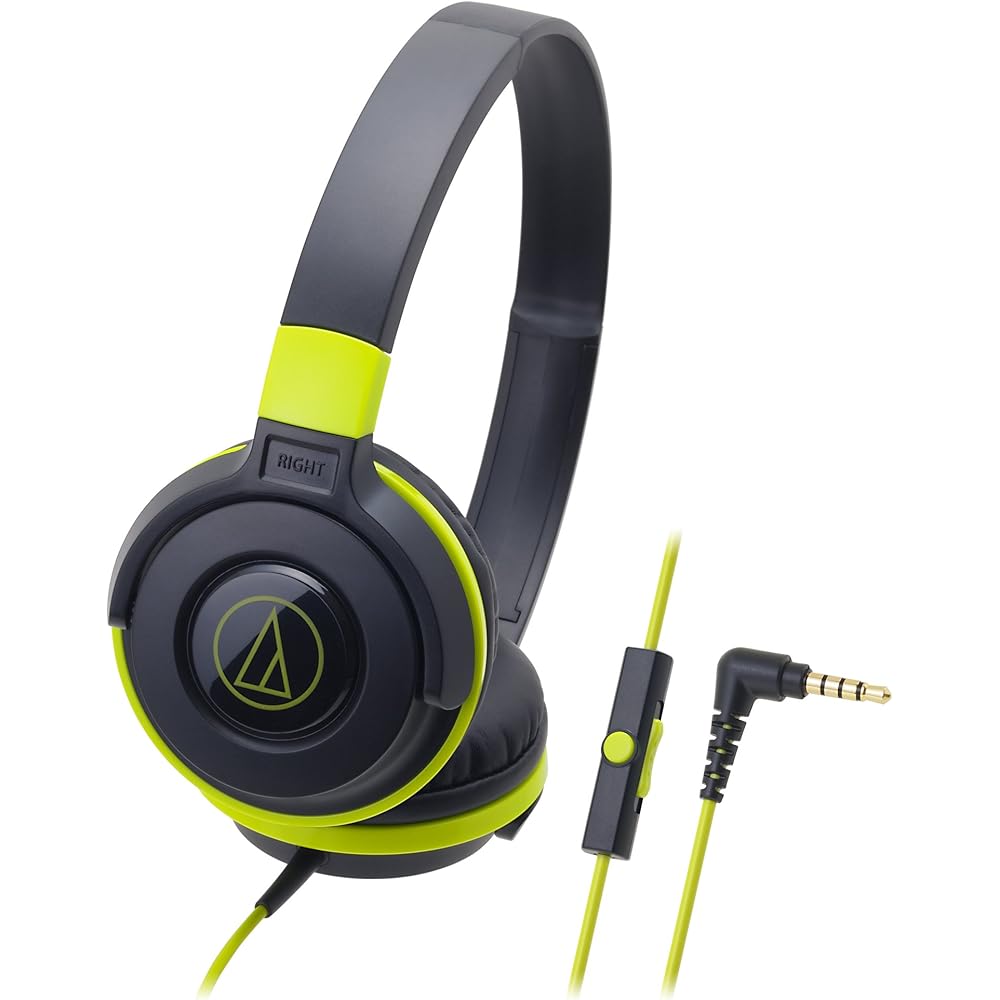 Проводные портативные накладные наушники Audio-Technica ATH-S100iS BGR для смартфонов (Уличный мониторинг) - Черный/Зеленый
