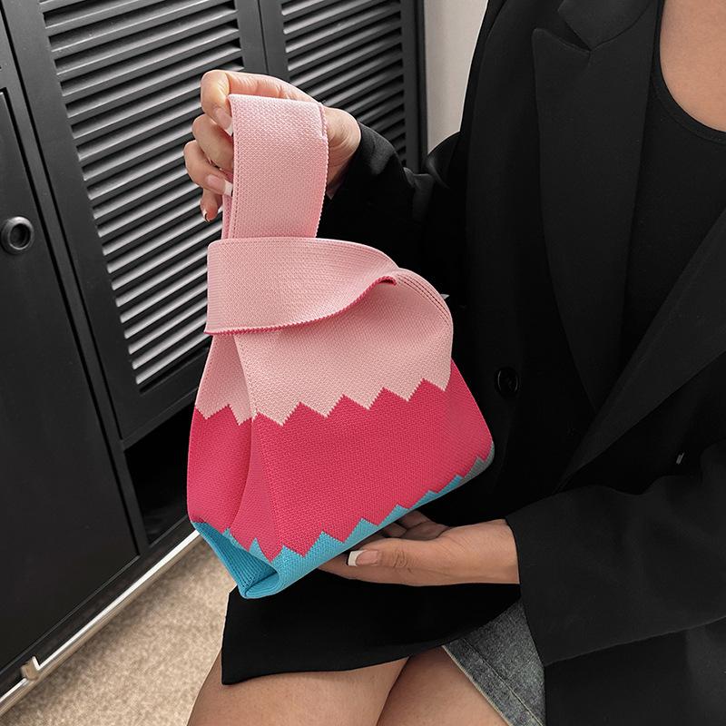 Yogodlns Летняя вязаная пляжная сумка для женщин, маленькая полосатая тканая сетчатая сумка с верхней ручкой, женские квадратные сумки на плечо, модные сумки