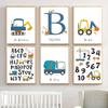 Экскаватор-кран, грузовик, алфавит, номер, имя, на заказ, настенное искусство, холст, живопись, постеры и принты, фотографии для декора детской комнаты